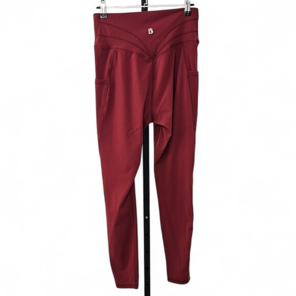 Buffbunny Womens Siren Leggings, Crossover Waist, V-Back, Red, Athletic, Size L - Picture 2 of 8